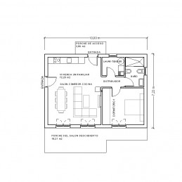 Casa de 1 dormitorio. Planta.