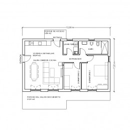 Casa de 2 dormitorios. Planta.