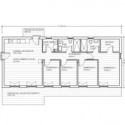 Casa de 4 dormitorios. Planta acotada.
